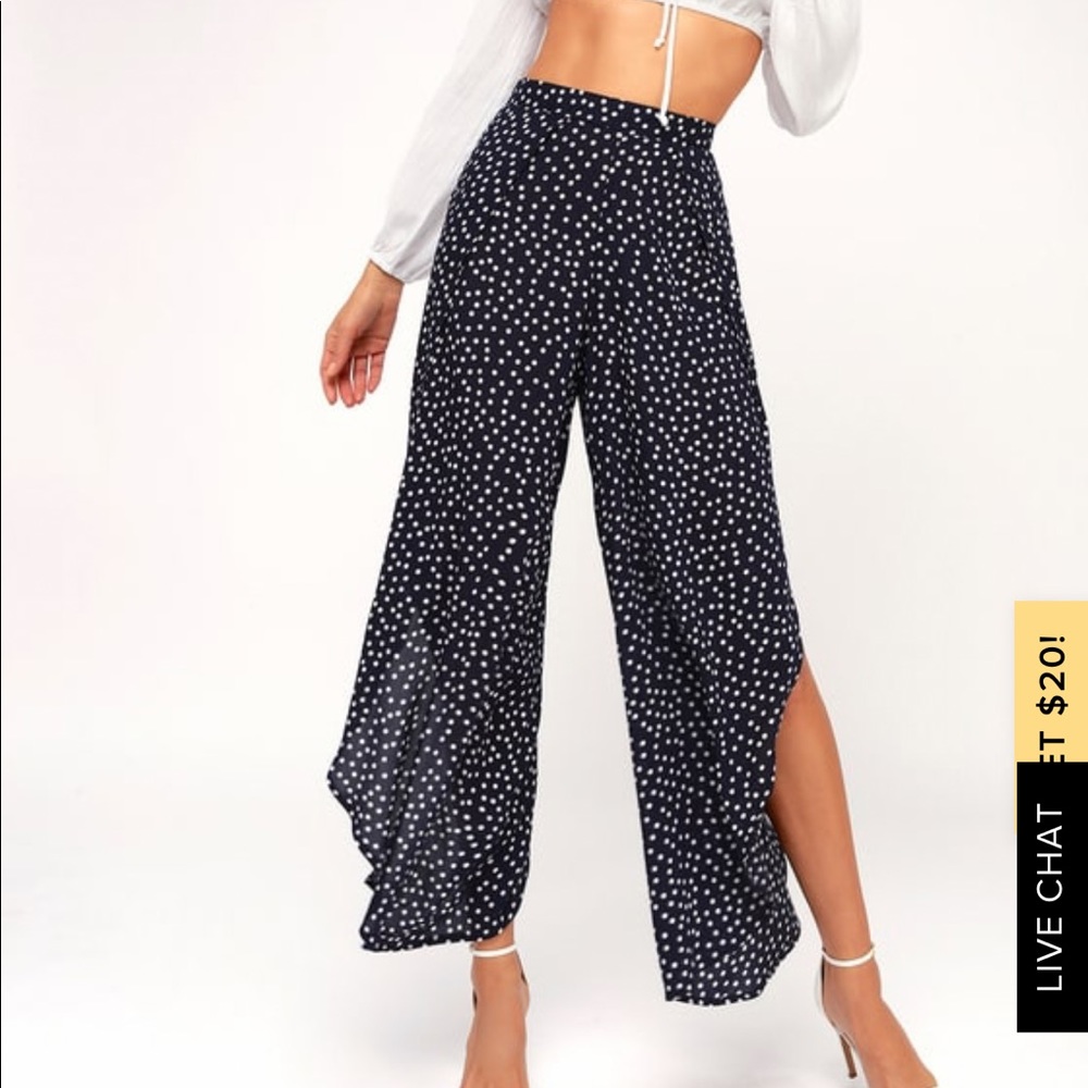 Polka dot pants with slits